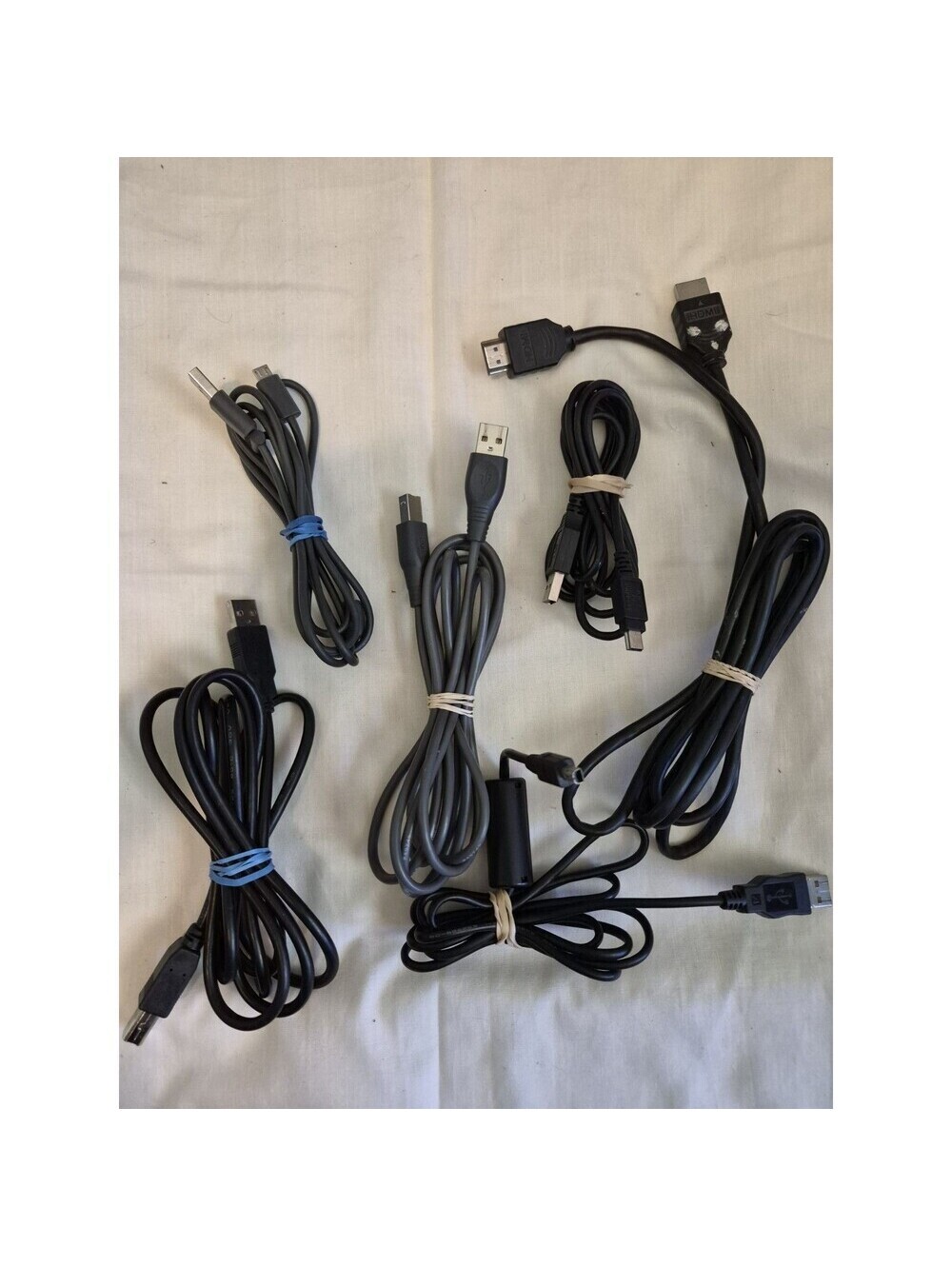 USB-A to Micro-USB + HDMI Cable Lot, Ferrite Core, Black/Gray, 10ft